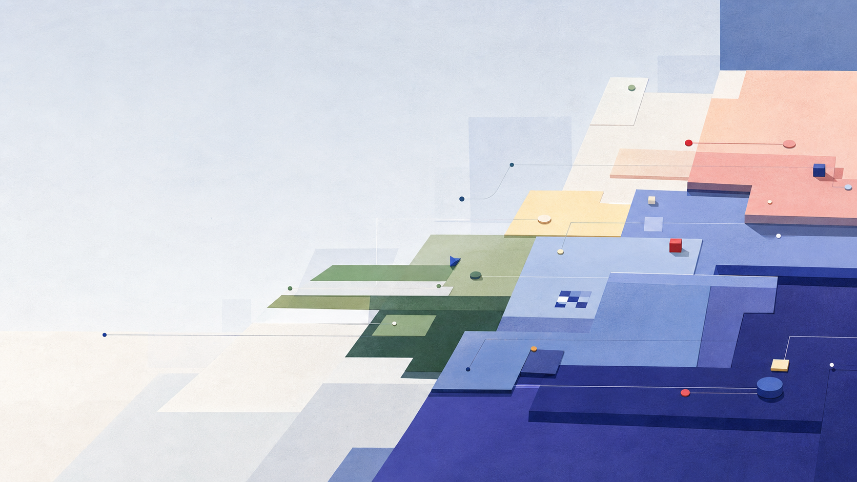 Abstract editorial field connecting game comparison themes